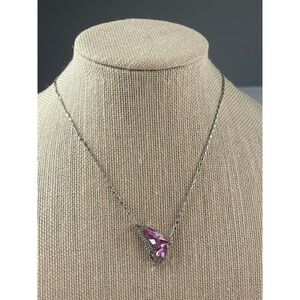 Lot of 2 Fashion Jewelry Sparkling Butterfly Pendant Necklaces Pink 00830